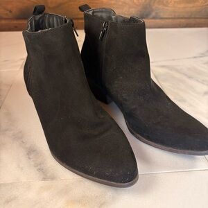 JustFab Black Suede Pointed Ankle Booties